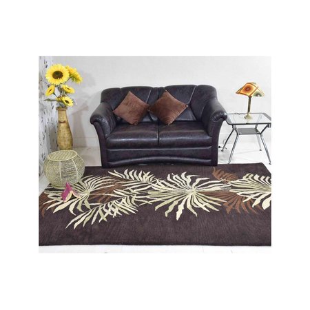 GLITZY RUGS 9 x 12 ft. Hand Tufted Wool Floral Rectangle Area RugBrown UBSK00666T0004A17